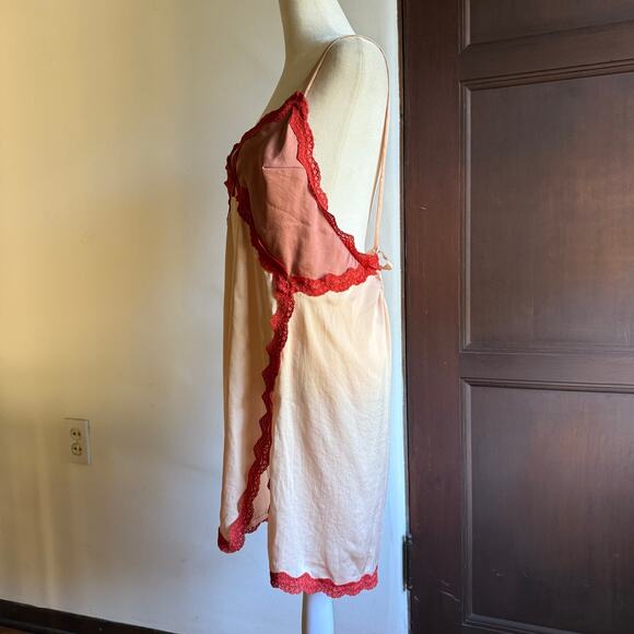 FREE PEOPLE | Intimately On the Rise Satin Lace Trim Tie Back Chemise | Medium - Picture 4 of 6